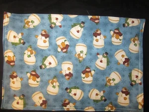 CHRISTMAS HOLIDAY SNOWMAN HOLIDAY HANDMADE FABRIC PLACEMATS SET OF 4 - Picture 1 of 1