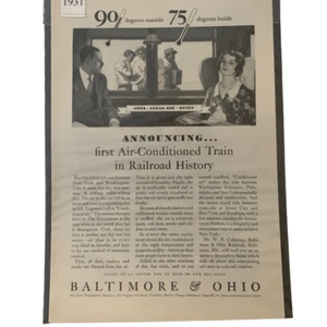Vintage 1931 Baltimore & Ohio erster klimatisierter Zug in der Geschichte Werbung - Bild 1 von 5