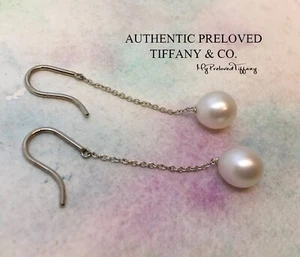 Tiffany & Co Elsa Peretti By The Yard Freshwater Pearl Dangling Earrings Silver - Picture 1 of 8