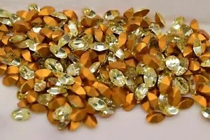 Swarovski Oval Rhinestone Jonquille Yellow Cabochon Faceted Foiled 6 mm Vintage - Picture 1 of 7