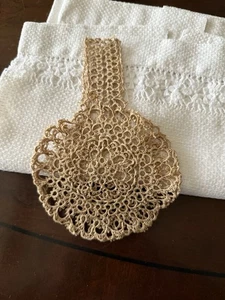 Schöne Vintage handtätowierte Ecru Mini Handtasche 7" x 4 1/2" - Bild 1 von 3