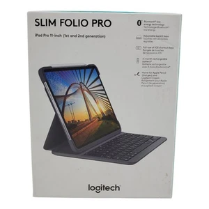 Logitech Slim Folio Pro Backlit Bluetooth Keyboard Case for iPad Pro 11-inch - Picture 1 of 9