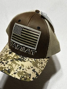 Ariat Mens Digital Camo American Flag Hat Mesh Back Snapback Cap NWT New - Picture 1 of 5