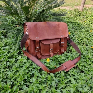 Bolso Mensajero de Cuero Maletín Cartera para Laptop Para Hombre Marrón Genuino Lo Mejor para Negocios - Imagen 1 de 11