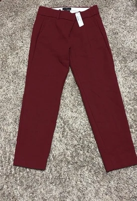 J Crew 365 Cameron Slim Fit Crop Trouser Size 4P Burgundy Red - Image 1 of 4