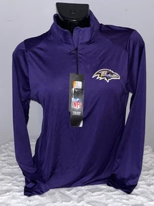BALTIMORE RAVENS AS IS WOMENS 1/4 ZIP LONG SLEEVE PERFORMANCE TOP MED NWT NFL - Picture 1 of 3