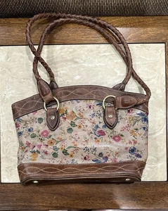 Borsa a tracolla Patricia Nash Calvi Prairie in pelle rosa marrone chiaro con disegno floreale - Foto 1 di 7
