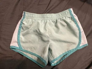 Nike Girls Dri-FIT Tempo Print Shorts With Briefs Green White Size 4 XS - Picture 1 of 4