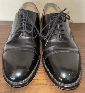 Barker England Hand Crafted Black Leather 6.5E Oxford Dress Shoes - Picture 1 of 13