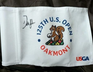 Dustin Johnson Signed 2025 US Open Championship Oakmont Mini Pin Flag Gretzky - Picture 1 of 2
