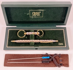 JWL#402-2K CROSS PLATINUM/23K ELECTROPLATED GOLD JEWELER FLAMESTITCH PEN/KEYRING - Picture 1 of 11