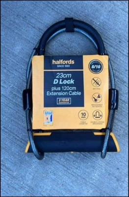 Halford 23cm D Lock plus 120cm extension cable NEW UNUSED - Image 1 of 4