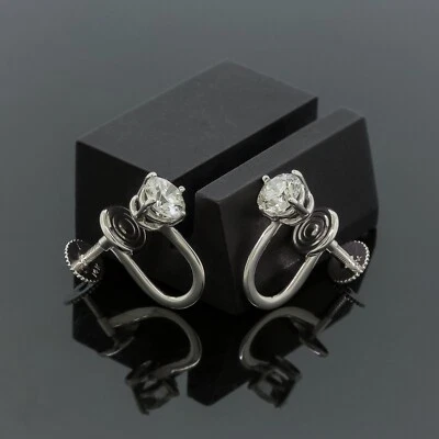 Tiffany&Co. 1.29CTW Diamond Stud Earrings 14K White Gold Non-Pierced Screw Back - Image 1 of 4