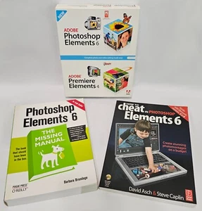 ADOBE Photoshop Elements 6 & Premiere Elements 4 w/Box, Docs & 2 Related Books - Picture 1 of 11