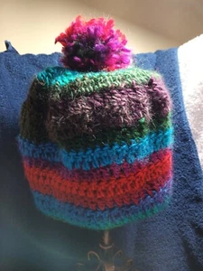 Handcrotcheted Girls Jewel Tone Winter Hat - Picture 1 of 1
