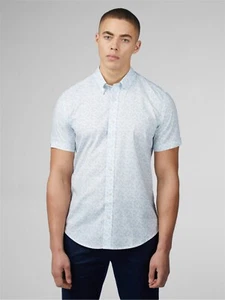Ben Sherman kurzärmeliges Shirt Optik Geodruck schneeweiß 0075907 - Bild 1 von 3