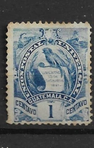 1887 - Guatemala Coat of Arms 1c Blue Used SG#43a - Picture 1 of 1