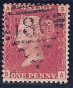 QV 1864/79 SG43/44 1d targa rossa 83 rovesciata usata - Foto 1 di 1