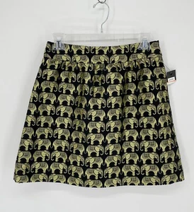 Crown & Ivy Black Metallic Gold Elephant Design A-Line Skirt Women’s Size 2P - Picture 1 of 4