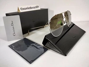 Christian Dior Unisex Aviator DIORMONSIEUR1 Sunglasses, Gold/Havana, Grey Lenses - Picture 1 of 12