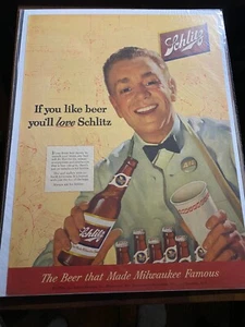Vintage 1954 Schlitz Beer Ballpark Food Vendor ad - Picture 1 of 1