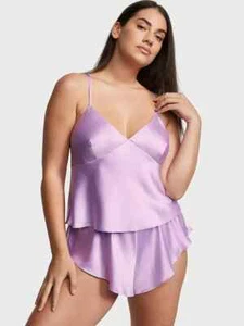 Victoria's Secret Satin Open-Back Cami & Shorts Set Unicorn Purple Large - Picture 1 of 5