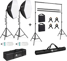 Photo Video Studio 10Ft. Adjustable Backdrop Stand, Softbox Lighting Kit 30″X30″