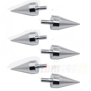 Spike Bolts (5mm)Chrome 6PCs For Motorcycle Windscreen Fairings License Plate - Picture 1 of 5
