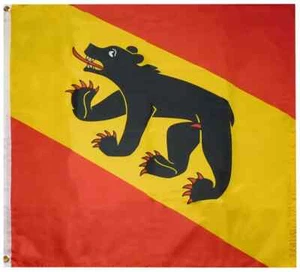 Bern Swiss Canton Black Bear Premium 100D Woven Poly 2x2 2'x2' Flag Banner - Picture 1 of 1