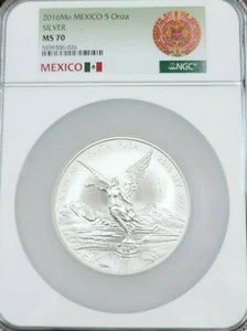 2016 MEXICO SILVER LIBERTAD 5 ONZA NGC MS 70 RARE PERFECTION BEAUTIFUL COIN - Picture 1 of 6