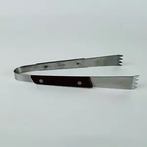 Vintage Stainless Steel Ice Tongs With Wooden Handle Japan - Picture 1 of 3