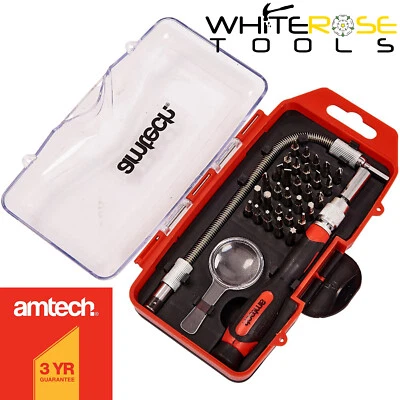 Amtech Precision Screwdriver Set 33pc Phillips Pozi Slotted Hex Bits Extending - Image 1 of 2