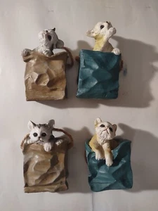 Kätzchen Katzen in Einkaufstasche Harz Figur Menge 4 -- 2 - 1/2" - Bild 1 von 5