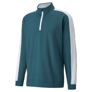 Puma Golf 1/4 Zip Pullover Sweatshirt Jacket UPF Wicking Teal Green Men's Large - Picture 1 of 1