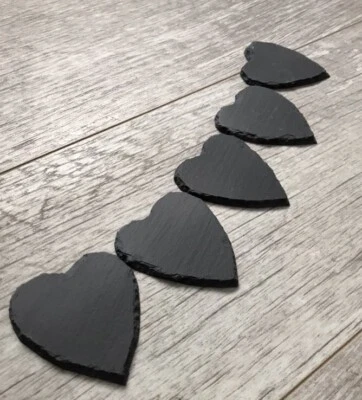 X10 Handmade Natural Slate Heart Mini Chalkboard Tags, Weddings Favours Partys - Image 1 of 4
