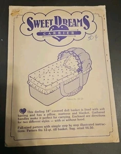 Cesta de muñeca vintage Sweet Dreams Carrier Pattern SD-10 SIN CORTAR 18" - Imagen 1 de 4