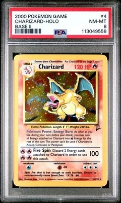 2000 POKEMON GAME BASE II #4 CHARIZARD-HOLO Swirl PSA 8 New Cert - Image 1 of 2