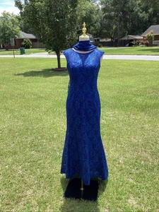2-Piece Cameron Blake by Mon Cheri Long Sequined Blue Prom/Evening Gown Size 8 - Picture 1 of 20