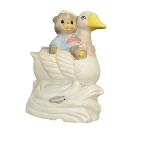 Vintage Night Light Teddy Bear Sailor Riding on Swan in Water Arimark Taiwan - Picture 1 of 10