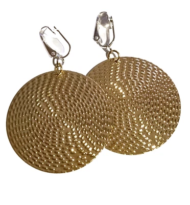 Leichte Ohrclips Clips Ohrringe rund bicolor goldf silberf ca 6 cm lang - Bild 1 von 4