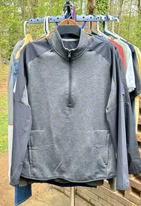 UNDER ARMOUR LOOSE ColdGear Mens Large 1/4 Zip Pullover Lightweight Fleece Gray - Picture 1 of 6