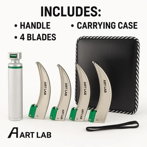 LWL-LARYNGOSKOP 4ER-SET INTUBATIONSKLINGEN 1,2,3,4 + MITTLERER GRIFF - Bild 1 von 11