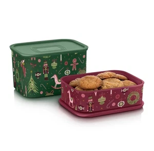 Tupperware Baseline Duo Xmas - Quadro Set Weihnachten 500 ml + 1,3 L Keks Dose - Bild 1 von 7