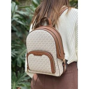Mochila mediana Michael Kors Jaycee Vanilla MK Signature PVC nueva con etiquetas - Imagen 1 de 4