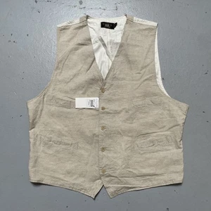 RRL Ralph Lauren Cotton Linen Cinch Back Work Vest Cream XXL NWT $395 - Picture 1 of 9