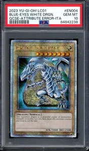 2023 Yu-Gi-Oh! LC Qtr Rare Attribute Error-Italian Blue-Eyes White Dragon PSA 10 - Picture 1 of 2