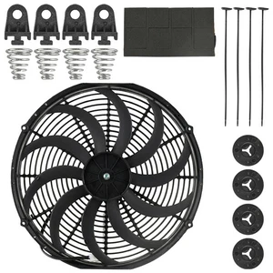 16 inch Universal Slim Fan Push Pull Electric Radiator Cooling 12V w/ Mount Kit - Picture 1 of 7
