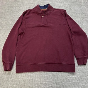 Orvis Sweatshirt Herren XL Burgund Viertel Druckknopf Stehkragen Pullover Outdoor Freizeit - Bild 1 von 7