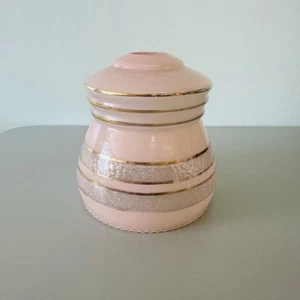 Vintage Glass Lightshade Ceiling Light Lampshade Pink & White 50s - Picture 1 of 8
