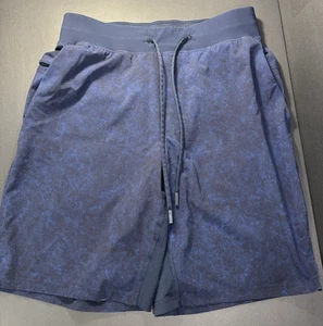 Lululemon Men's Small Athletic Shorts Navy Black Marbled 9 in Inseam Drawstring - Picture 1 of 10